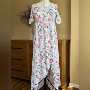 Forever 21 Floral Off-Shoulder Dress - Pink and White